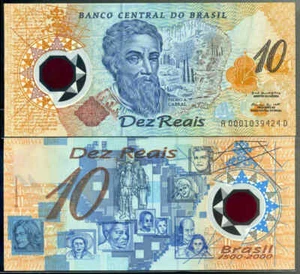 Billetes conmemorativos de polímero de Brasil 2000 10 reales unc - Imagen 1 de 1
