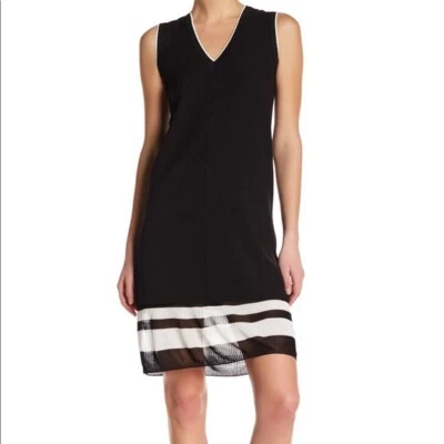 Vince sleeveless rib trim dress 4 black - image 1 of 4