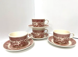 Antik Vintage Royal China Rosa/Rot Weide Geschirr Tasse und Untertasse Set(s) - Bild 1 von 5