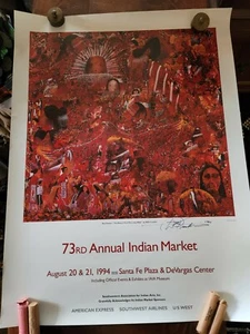 Signed 1994 SANTA FE INDIAN MARKET Poster W.B. Franklin Navajo Artist - Picture 1 of 6