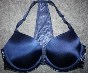 VS VICTORIAS SECRET Very Sexy Front-Close Push-Up Bra Blue Velvet Trim Studs - Picture 1 of 3