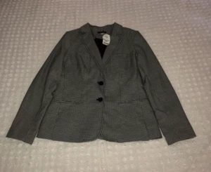 Tommy Hilfiger Two Button Blazer Grey Multi Black H89JX29E Women's Size 10 - Picture 1 of 11