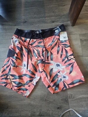 Pantalones Cortos Volcom Slim Tropical Hideout Naranja Verde Talla 30 Foto 1 de 3