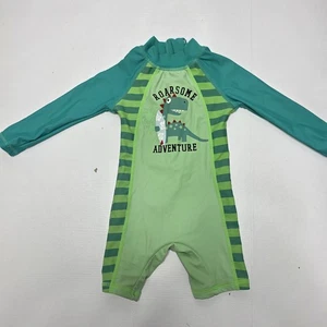  Costume da bagno bambino/bambino UPF 50+ protezione solare pezzo unico cerniera 6-9M dinosauro - Foto 1 di 4