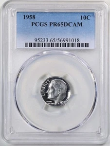 1958 10C Proof Roosevelt Silver Dime PR65DCAM PCGS 56991018 - Picture 1 of 2
