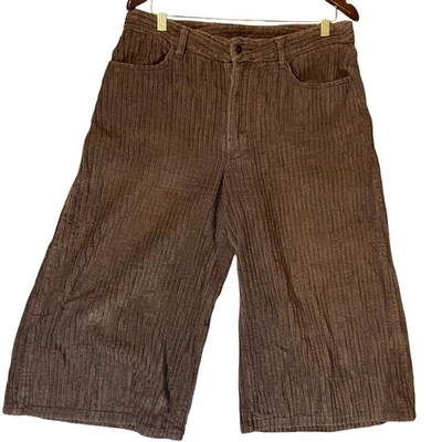 Calça capri vintage Newport News marrom baleia larga veludo cropped 14 gaúchos perna larga - Imagem 1 de 4