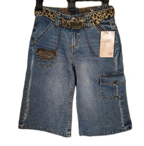 girls squeeze girl wide leg capris new W/ Cheetah Pattern Belt - Picture 1 of 13