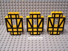 LEGO 1980s Castle Wall Panel w/ Window 4444p03 Yellow w/ Black Stripes 6074 6086