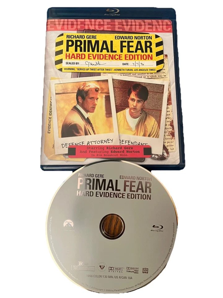 Primal Fear [Hard Evidence Edition] (Blu-ray, 1996) Region Free Gere Norton US v - Image 1 of 4