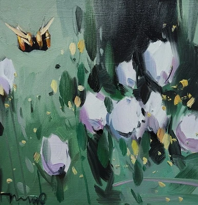 Impresión de Bellas Artes José Trujillo 16x16" Coleccionable Artista Impresionismo Tulipán Blanco Foto 1 de 4