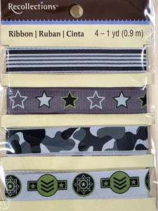 Recollections Variety Ribbon 4-Pack - MILITARY - 4 yds total - Picture 1 of 2