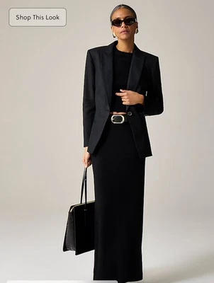 J.CREW Petite Alexandra Blazer in Stretch Linen Blend Size 10P Black NEW CI489 - Image 1 of 4