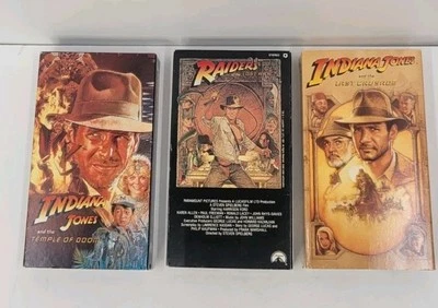 Lot Of 3 Indiana Jones VHS Trilogy Movies, Raiders Lost Ark, Temple, Crusade - Image 1 of 4