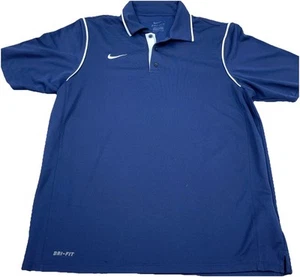 Nike Polo Shirt Men Medium Blue Gray Dri Fit Tour Performance Golf Tennis Swoosh - Picture 1 of 9