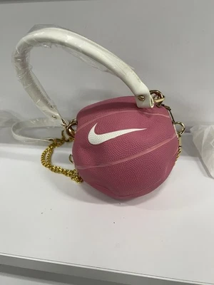 Nike Bolso de Baloncesto Bolso de Mano Cartera Rosa Claro Redondo Correa Larga LINDO Foto 1 de 4