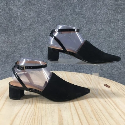 Босоножки женские Calvin Klein 9 Ginetta с ремешком на лодыжке черные кожаные на каблуках Mule - Изображение 1 из 4