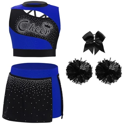 Girls Outfits Dress Up Cheer Leader Party Set Role Play Cheerleading Hip Hop - Image 1 of 4