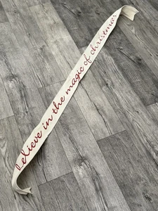 Christmas Canvas Ribbon 69" Long "Belive In the Magic of Christmas". White/Red - Picture 1 of 4