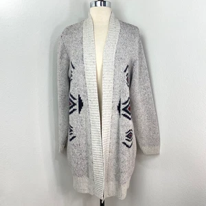London Kaye Gray Cotton Cardigan Sweater Medium Ethnic Southwestern Country Girl - Picture 1 of 10