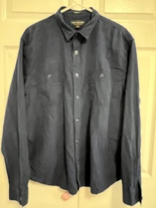 LUCKY BRAND Navy Blue Button Down Chambray Shirt XL - Picture 1 of 5
