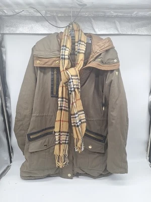 Guess Womens Winter Parka Quilted Interior Full Zip & Button XL + V.Fraas Scarf. - Image 1 of 4