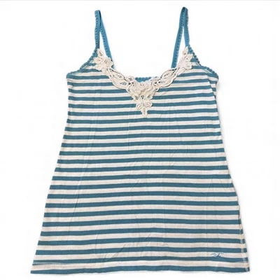 Hollister Blue Stripe Lace Cami SZ S Cami Y2K Fairycore Vintage - Image 1 of 4