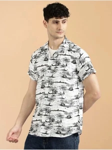 Tropical Palm Tree Bird Print Short Sleeve Button Down Shirt Unbranded XL - Picture 1 of 7