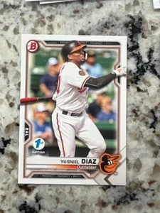 2021 BOWMAN 1A EDIZIONE CARTA BALTIMORE ORIOLES YUSNIEL DIAZ #BFE-76 - Foto 1 di 1