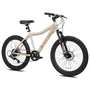 Teens 24" Ozark Trail Mountain Bike Off Road Tires, 8-Speed Bicycle, Vanilla - Picture 1 of 6