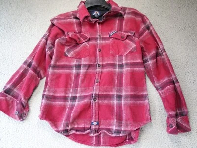 Dickies Boys Thick Flannel Button Down Long Sleeve Red Plaid Size M 100% Cotton - Image 1 of 4