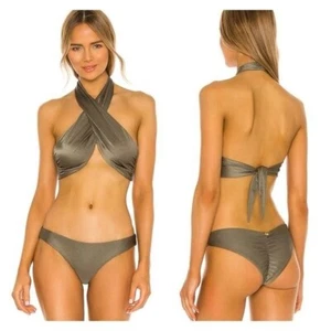 PQ Swim Talie Bikini Top and Teeny Bottom in Moss Green Set Revolve Size Small S - Picture 1 of 6