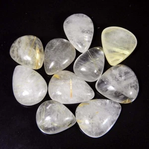 134 Cts Natural Golden Rutilated Quartz Pear Cabochon Lot Loose Gemstone - Picture 1 of 3