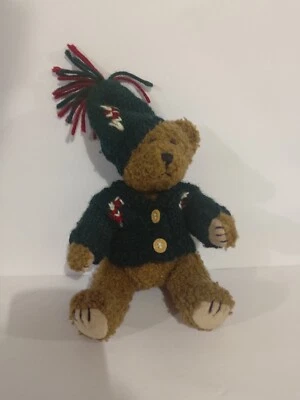 Vintage 1998 Hugfun Jointed Teddy Bear Winter Hat Sweater Christmas Plush 9” - Image 1 of 4