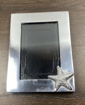 Vintage Mexican Pewter Picture Photo Frame Beach Theme Fits 5x7 - Image 1 of 4