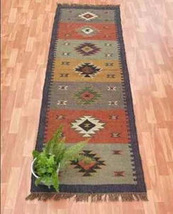 Teppiche Kelim Natur Handgewebt Wolle Jute Teppich, Vintage Kelim Teppich, Traditioneller Teppich - Bild 1 von 11