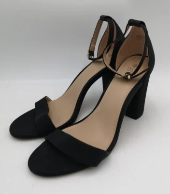 Call It Spring Women's Black Faux Leather Block Heel Sandals Size UK 9.5 - Used - Image 1 of 4