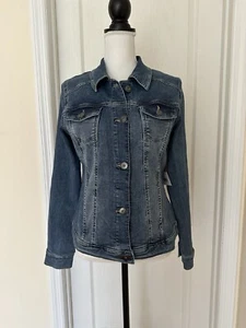 NWT Wrangler Authentics Women's Stretch Blue Denim Jean Jacket, Sz M - Picture 1 of 13