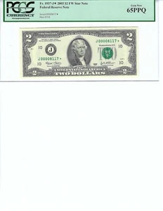 2003 $2 FRN FR1937-J* PCGS 65 PPQ, Kansas City * Note S/N J00008117*!!! - Picture 1 of 2