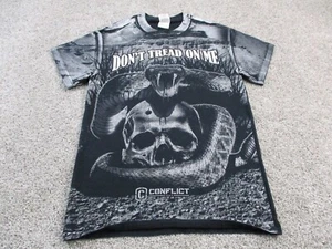 Conflict Clothing T Shirt Small Don't Tread on Me Full Front Print Snake Skull - Picture 1 of 6