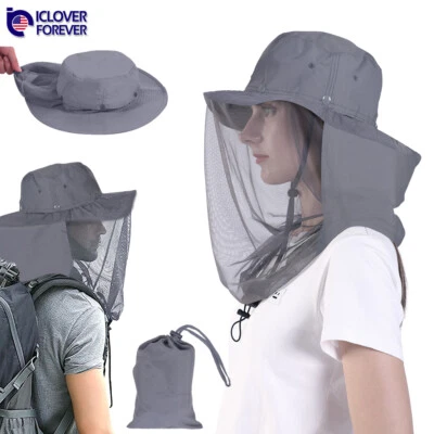 Hombres Mujeres Mosquitera Sombrero Anti Insectos Cabeza Red Cubo Sol Pesca Malla Abeja Gorra Foto 1 de 4