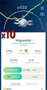 10x Magnemite Pokemon Bundle !! Good Chance of Lucky and Good IVs !! Go - Picture 1 of 1
