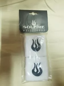 New Solfire Athletic Sweat Wristbands. White With Black Flame. - Picture 1 of 2