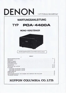 Manual de servicio instrucciones para Denon POA-4400 A - Imagen 1 de 1