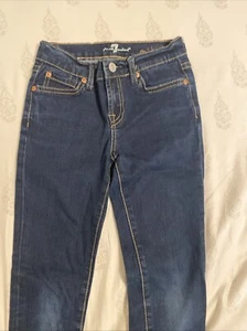 7 For All Mankind Jeans Girls 8 The Skinny Dark Wash Stretch Denim - Picture 1 of 8