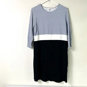J Jill Kleid Gr. Petite M MP dunkelblau weiß Etuikleid gestreift Colorblock Stretch - Bild 1 von 10
