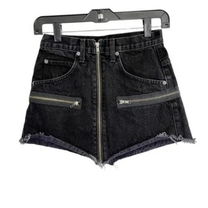 Minifalda para mujer Carmar negra Beatrice multi cremallera jean dobladillo crudo cintura talla 25 - Imagen 1 de 8