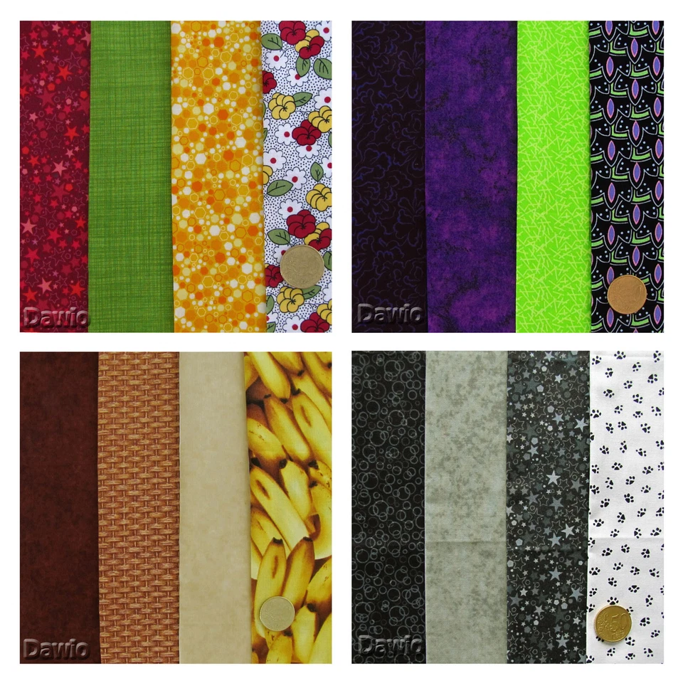 Stoffpaket mit 4 Stoffe schöne Farben Patchwork Scraps Quilt Stoff €17/M - Bild 1 von 1