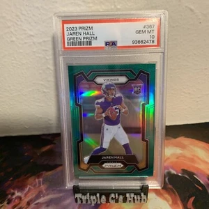 2023 Panini Prizm #367 Jaren Hall RC Green Prizm PSA 10 GEM MT Rookie Vikings - Picture 1 of 2