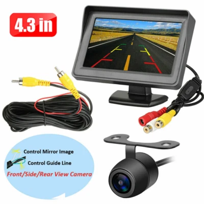4.3'' Car Monitor+ Mini Night Vision Reverse Camera Backup Rear View Parking Kit - Image 1 of 4
