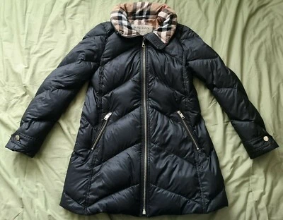 Burberry Women's Black Chevron Quilted Down Filled Coat Size XS - Good Used - Image 1 of 4